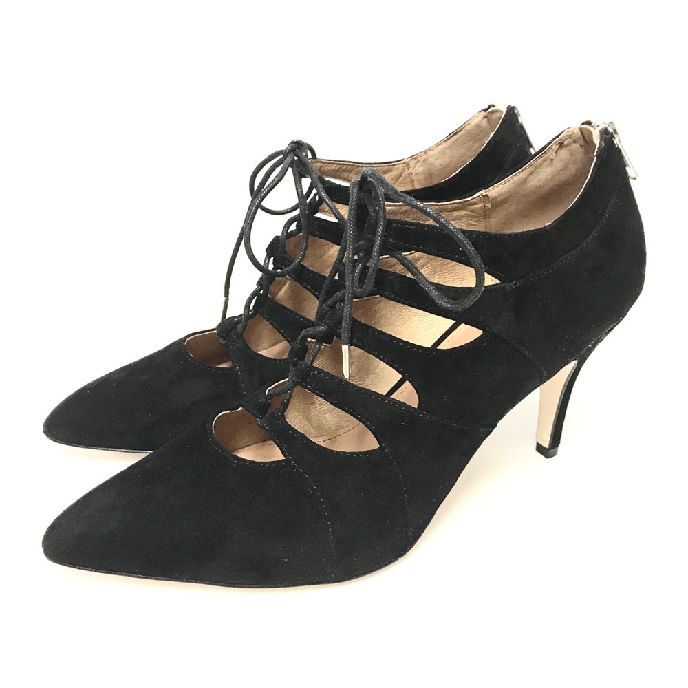 Corso Como: Black Suede Lace Up Booties